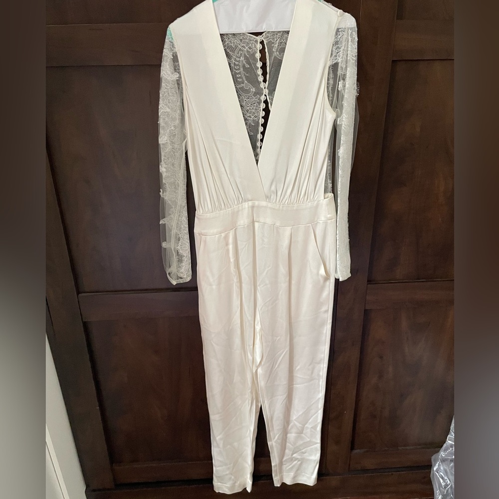 Sanyukta Shrestha Middlemist Ivory 100% Silk Wedding Bridal Jumpsuit UK10 US6 - Picture 6 of 12